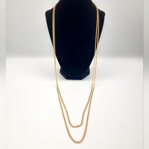 Gold Tone Double Layer Necklace Minimalist Layered Chain Classic